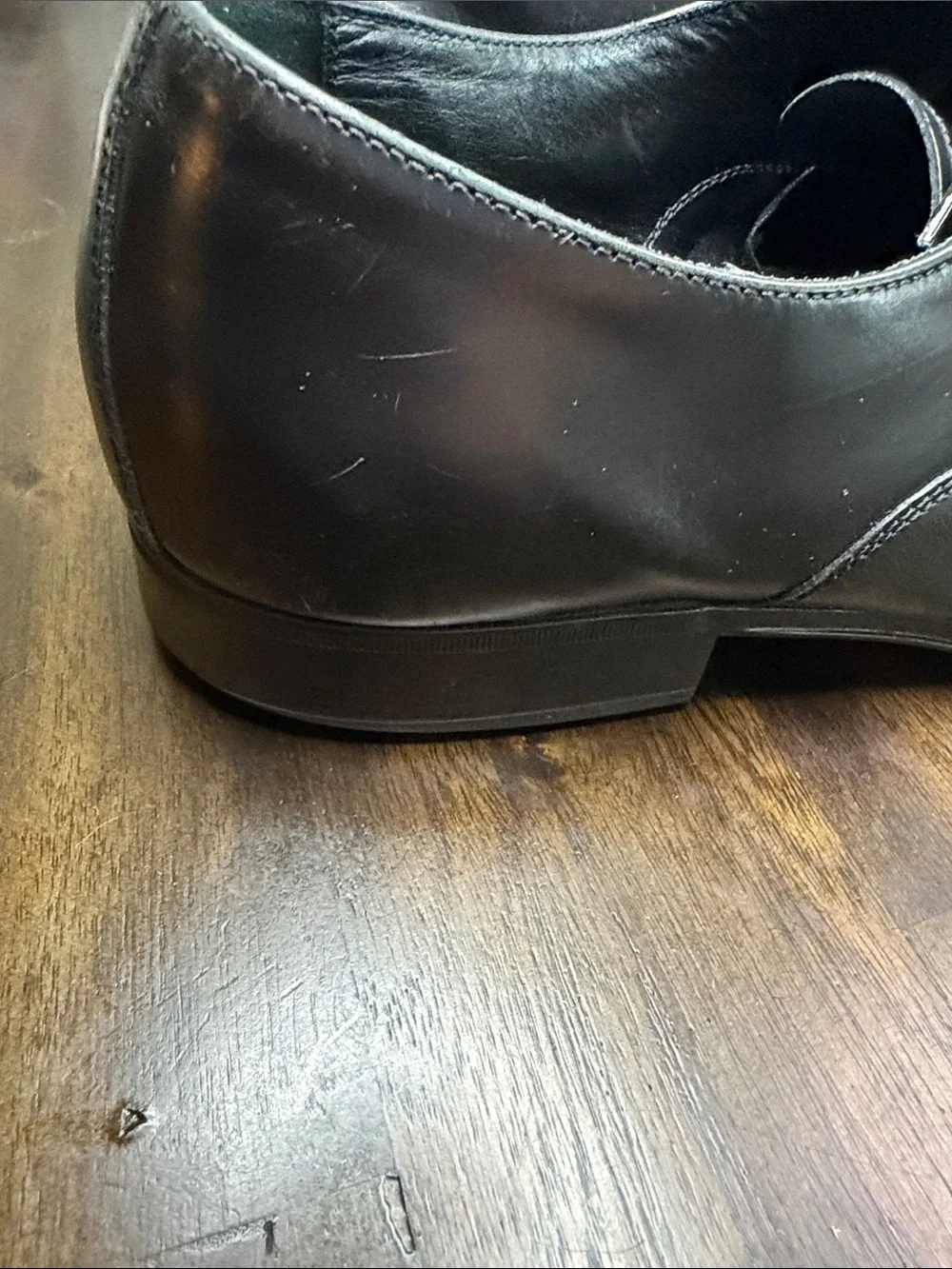 Salvatore Ferragamo Black Leather Cap-Toe Derby Oxfords
